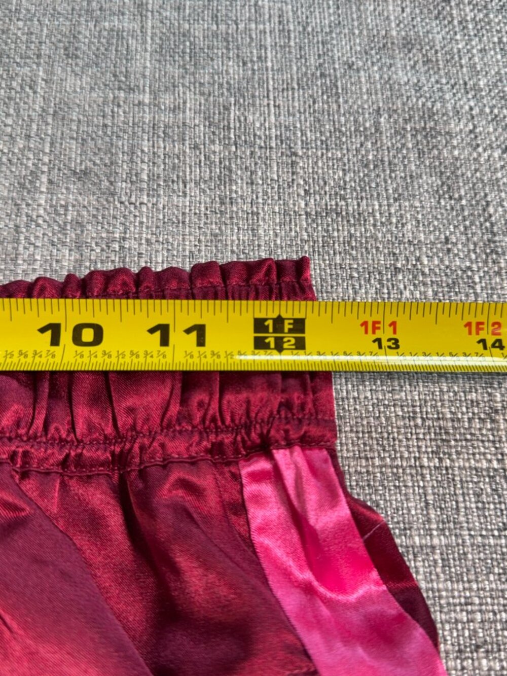 MERSEA Satin Lounge Pants XS Burgundy Pink Stripe Wide Leg Pajama Pants - Picture 6 of 7